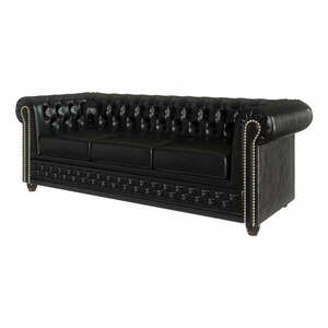 Fekete bőrutánzat kanapé 203 cm York – Ropez kép