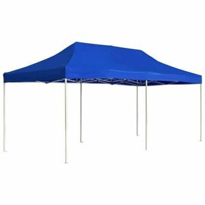 3x6 méteres összecsukható kerti pavilon sátortetővel - kék kép