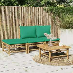 vidaXL 4 részes bambusz kerti ülőgarnitúra zöld párnákkal kép
