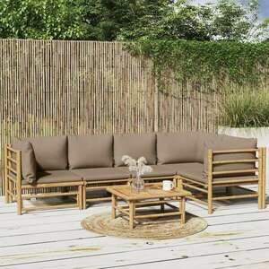 vidaXL 6 részes bambusz kerti ülőgarnitúra tópszínű párnákkal kép
