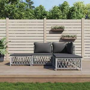 vidaXL 4-részes fehér acél kerti ülőgarnitúra párnákkal kép