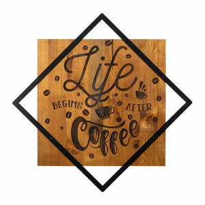 Fa-fém fali dekoráció 54x54 cm Life Begins After Coffee – Wallity kép