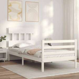 vidaXL fehér tömör fa ágykeret fejtámlával 100 x 200 cm kép