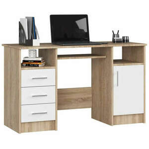 Íróasztal Akord Furniture 124 cm, sonoma tölgy - fehér kép