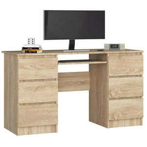 Íróasztal - Akord Furniture - 135 cm - 6 fiók - sonoma tölgy kép