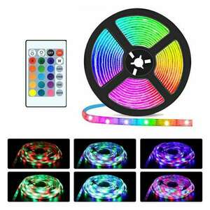 RGB Öntapadós LED Szalag, távirányítós, színváltós, 30 LED-es, 5... kép