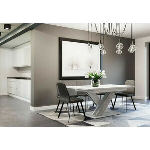 RONY szétnyitható asztal székek nélkül, 140-180x75x80, fehér /beton kép