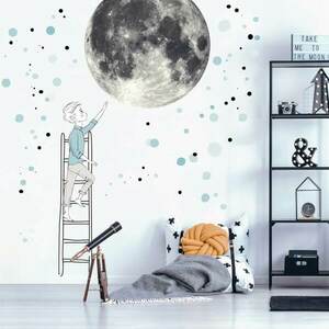 Falmatrica - Hold és Fiú a létrán csillagokkal, nagy falmatrica kép