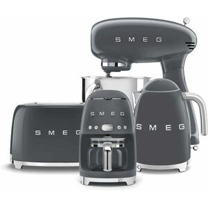 SMEG 50's Retro Style 4, 8 l-es konyhai robotgép szürke, rozsdamentes acél tállal + motorháztető + Sü kép