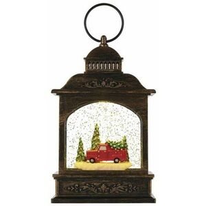 EMOS LED dekorace – vánoční lucerna s autíčkem, 21 cm, 3x AA, vnitřní, teplá bílá, časovač kép
