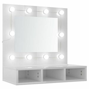 vidaXL magasfényű fehér tükrös szekrény LED-ekkel 60 x 31, 5 x 62 cm kép