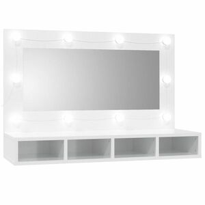 vidaXL magasfényű fehér tükrös szekrény LED-ekkel 90 x 31, 5 x 62 cm kép