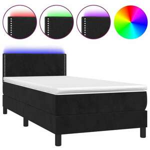 vidaXL fekete bársony rugós és LED-es ágy matraccal 80 x 200 cm kép