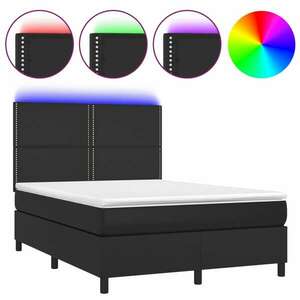 vidaXL fekete műbőr rugós ágy matraccal és LED-del 140 x 190 cm kép