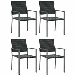 vidaXL 4 db fekete polyrattan kerti szék párnával 54x62, 5x89 cm kép
