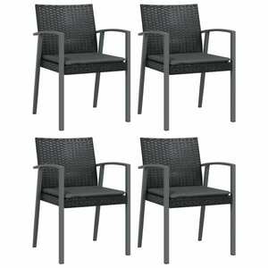 vidaXL 4 db fekete polyrattan kerti szék párnával 56, 5x57x83 cm kép