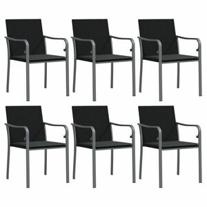 6 db fekete polyrattan kültéri szék párnával kép