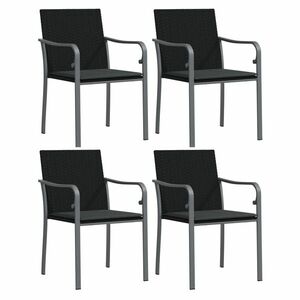vidaXL 4 db fekete polyrattan kerti szék párnával 56x59x84 cm kép