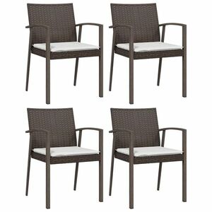vidaXL 4 db barna polyrattan kerti szék párnával 56, 5x57x83 cm kép