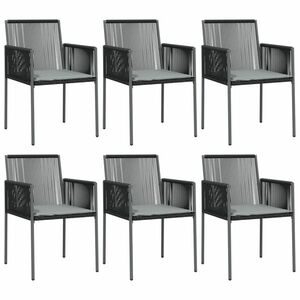 vidaXL 6 db fekete polyrattan kerti szék párnával 54x60, 5x83, 5 cm kép