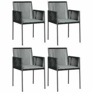 vidaXL 4 db fekete polyrattan kerti szék párnával 54x60, 5x83, 5 cm kép