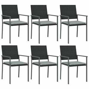 vidaXL 6 db fekete polyrattan kerti szék párnával 54x62, 5x89 cm kép
