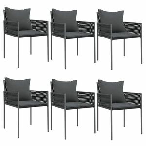 vidaXL 6 db fekete polyrattan kerti szék párnával 54x61x83 cm kép