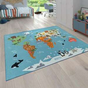 világtérkép-dizájn állatok színes szőnyeg, modell 20323, 80x150cm kép