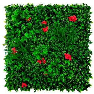 Nortene műnövény falburkolat piros virágokkal -Villa 100x100 cm, ... kép