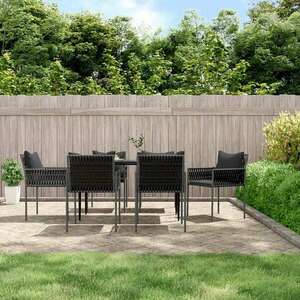vidaXL 6 db fekete polyrattan kerti szék párnával 54x61x83 cm kép