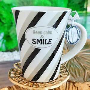 Személyre szabott porcelán bögre "Keep calm and SMILE" üzenettel kép