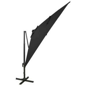 Fekete konzolos napernyő rúddal és led-fényekkel 300 cm kép
