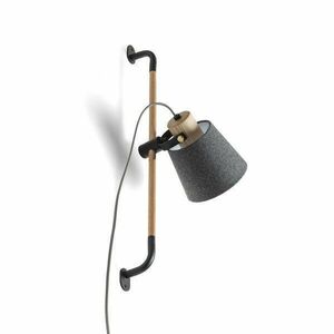 CHOUPETTE fali lámpa csúsztatható feketésszürke textil/fa 230V E27 15W kép