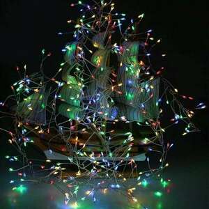 2m-es karácsonyi fényfüzér rusztikus fém dróttal, színes fénnyel... kép