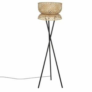 Bambusz állólámpa 155 cm, tölgy színű, fém fekete lábakkal - RIQUET - Butopêa kép