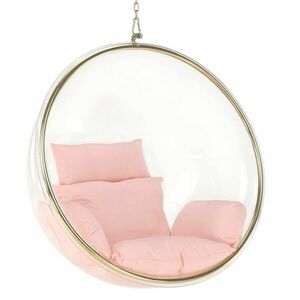Függő fotel arany kerettel, rózsaszín párnával - EXTRA - Butopêa kép