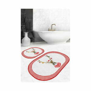 Piros-fehér fürdőszobai kilépő szett 2 db-os 60x100 cm – Mila Home kép