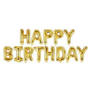 Fólia léggömb születésnapi dekoráció Boldog születésnapot arany 3... kép