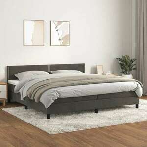 vidaXL sötétszürke bársony rugós ágy matraccal 200x200 cm kép