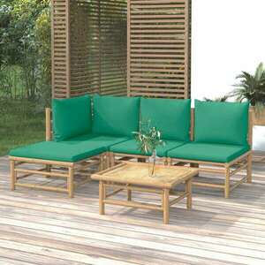 vidaXL 5 részes bambusz kerti ülőgarnitúra zöld párnákkal kép