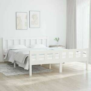 vidaXL fehér tömör fa ágykeret 150 x 200 cm (5FT King Size) kép