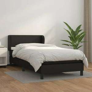 vidaXL fekete műbőr rugós ágy matraccal 80 x 200 cm kép