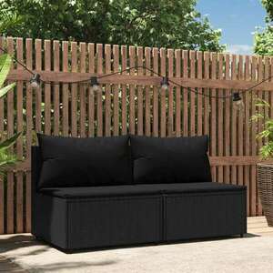 vidaXL 2 db fekete polyrattan kerti középső kanapé párnákkal kép