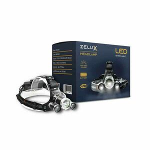 Zelux Led akkumulátoros fejlámpa, töltő + akkumulátor kép