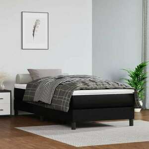 vidaXL fekete műbőr rugós ágy matraccal 80 x 200 cm kép