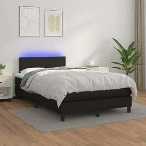 vidaXL fekete műbőr rugós ágy matraccal és LED-del 120x200 cm kép