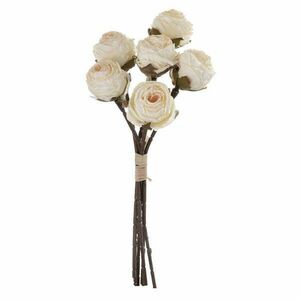 Rózsa selyemvirág csokor, 6 szálas, magasság: 31cm - Krém kép