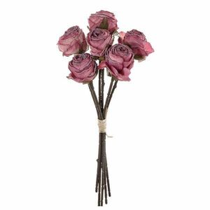 Rózsa selyemvirág csokor, 6 szálas, magasság: 31cm - Sötét rózsaszín kép