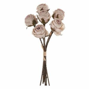 Rózsa selyemvirág csokor, 6 szálas, magasság: 31cm - Bézs kép