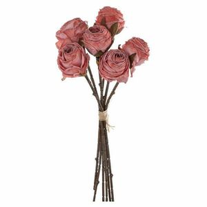 Rózsa selyemvirág csokor, 6 szálas, magasság: 31cm - Kármin kép